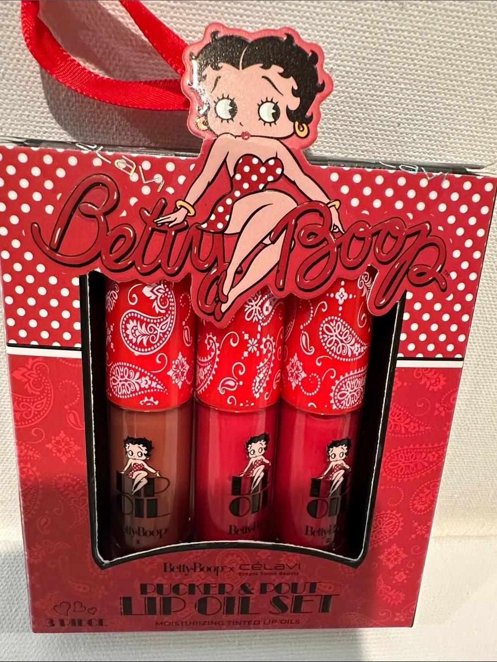 Betty Boop x Celavi Pucker & Pout Lip Oil Set of (3) Moisturizing Lip Oil.